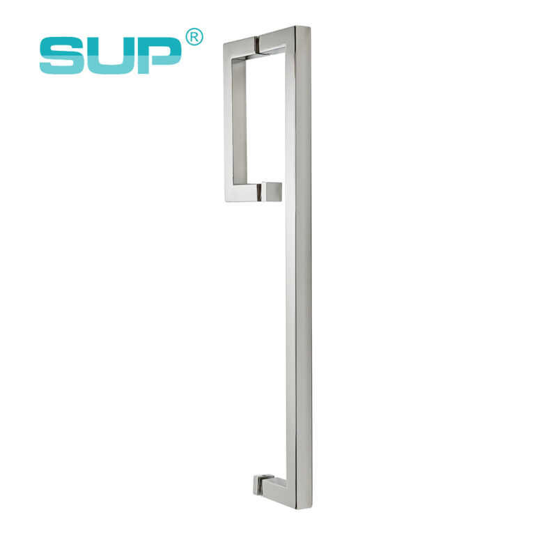 Porte-serviettes de porte de douche en acier inoxydable à barre rectangulaire, rail de porte en verre, rail de porte de douche de salle de bain DH805-19